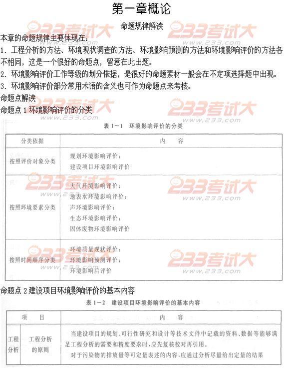 2012年环境影响评价师考试技术方法命题解读1