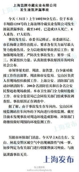 上海环保局：宝山闸北交界刺激性气味与液氨事故无关